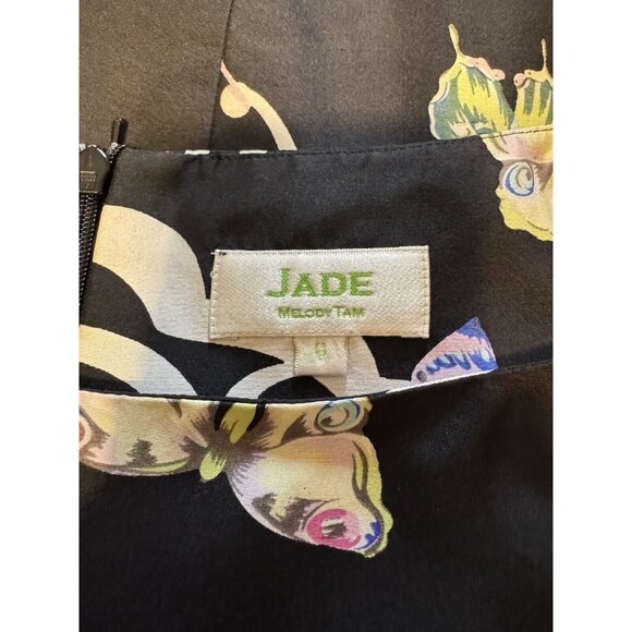 Jade Melody Tam Silk Beaded Butterly Sheath Dress 6 Colorful Pleat Hem - Picture 12 of 12